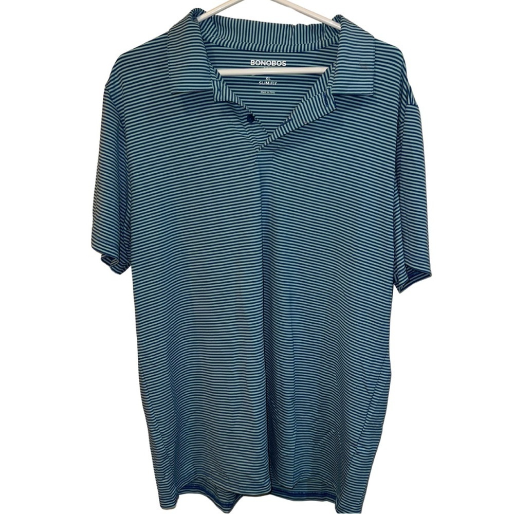 Bonobos Blue Polo Shirt with Textured Design